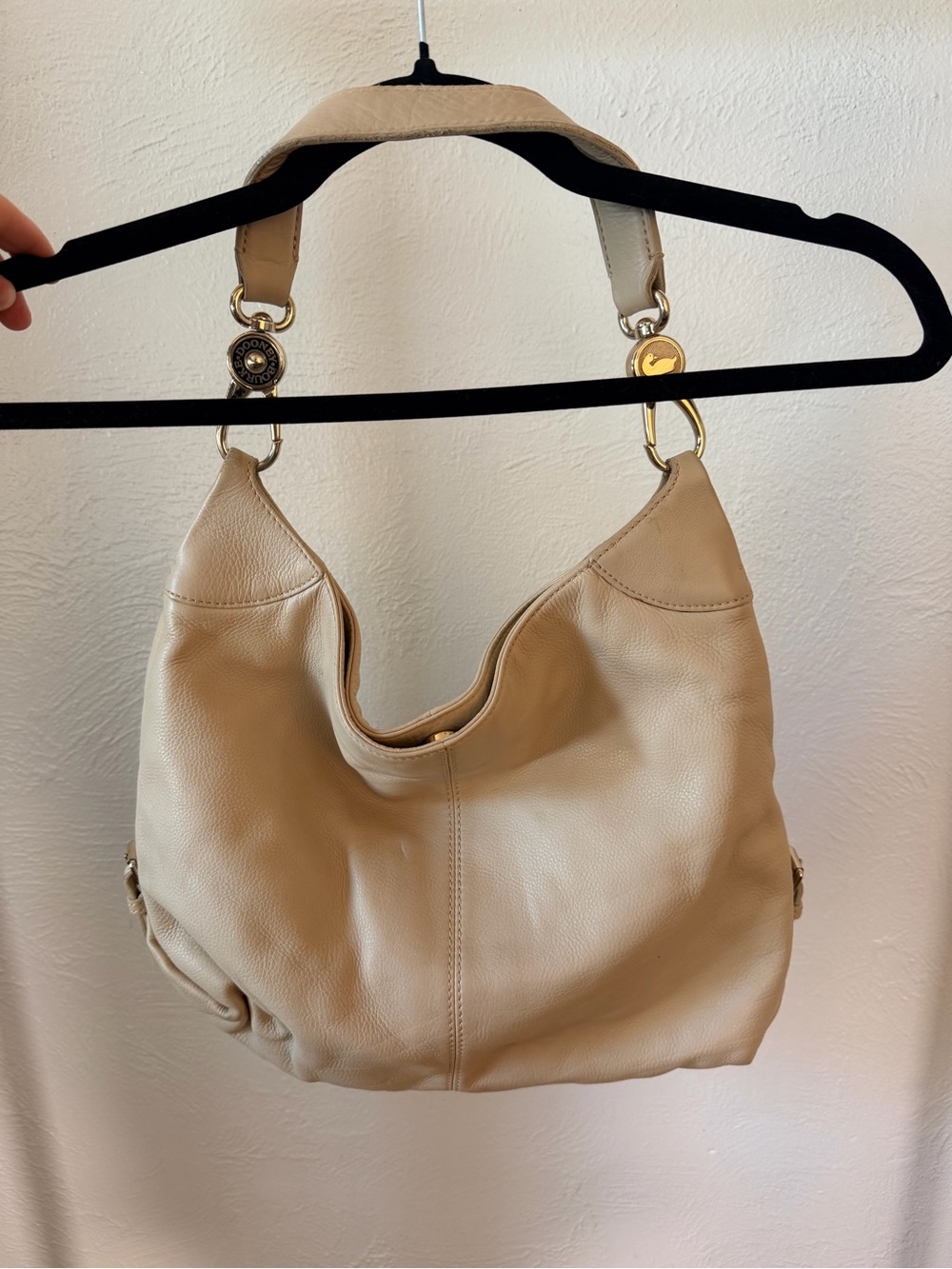 Dooney & Bourke Beige Leather Hobo Shoulder Bag